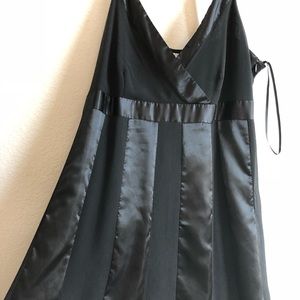 Black mixed material, sleeveless dress